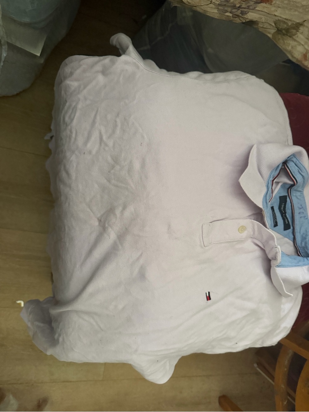 Tommy Hilfiger Pale Pink Polo with Contrast Collar